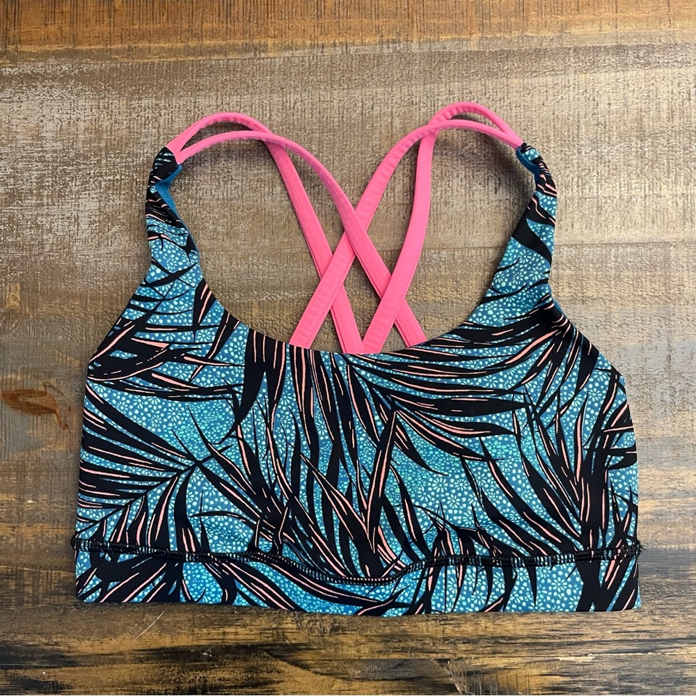Lululemon energy sports bra- Mini Palm Lace Tofino Teal Multi / Flash Light